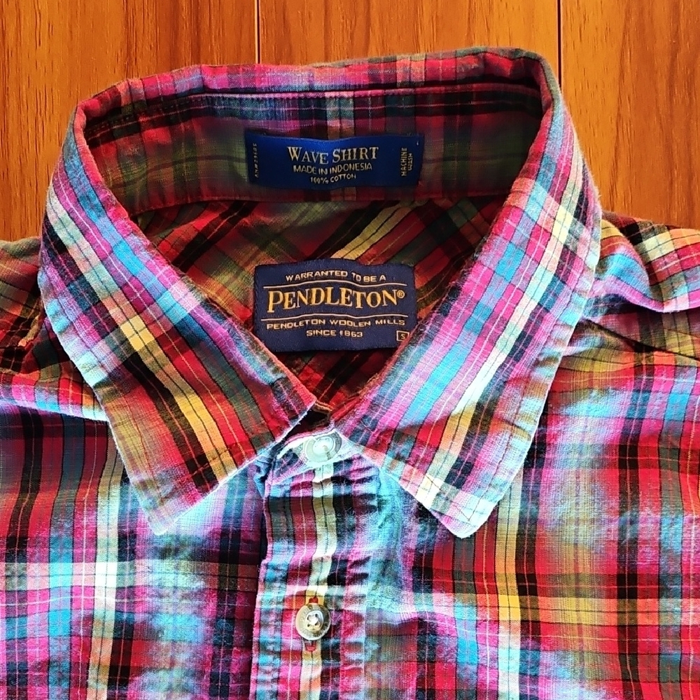 Pendleton Red And Blue Casual Button Down Shirt - image 1
